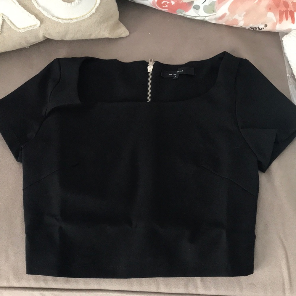 Black Crop Top with zipper back